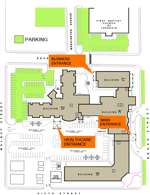 Campus Map & Directions | Visit Us | Elm Terrace Gardens